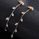 Dainty Austrian Crystal Leaf Stud Dangle Earrings